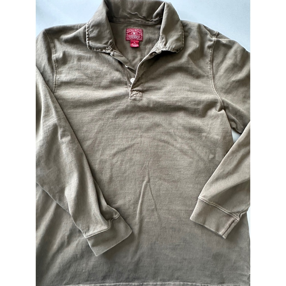 Lucky Brand Dungarees America Mens XL Long Sleeve Polo Shirt Cotton Khaki Brown